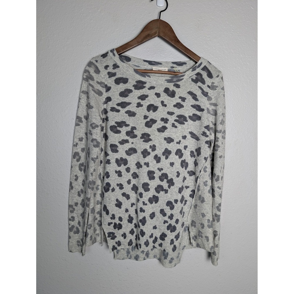 Rebecca Taylor Sweater Pullover Womens M Gray Animal Print Lightweight